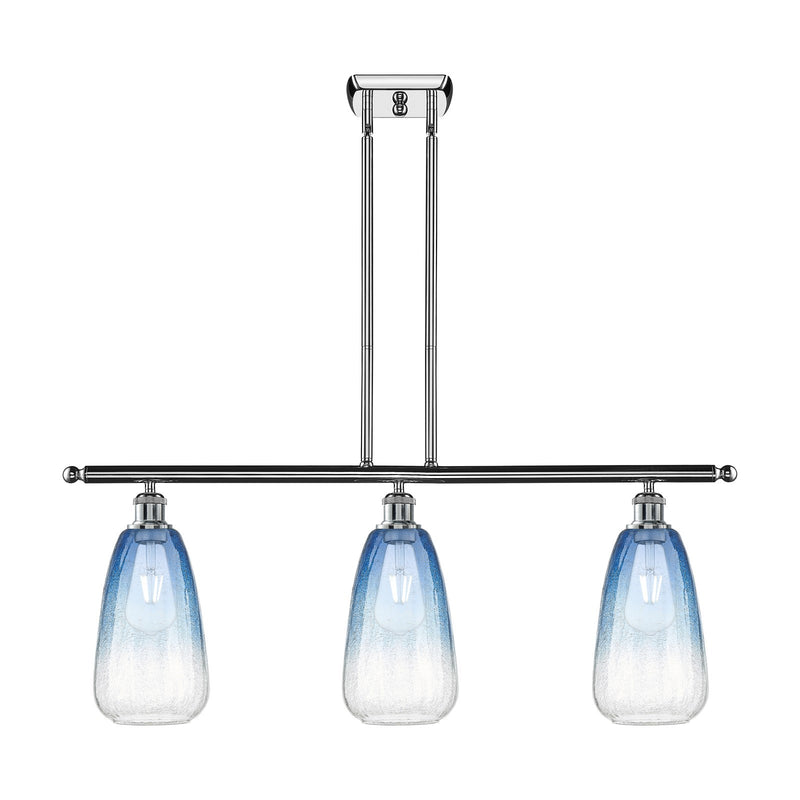 Innovations Brookhaven Almond 36in 3-Light Island Light | Industrial Modern Polished Chrome and Sapphire Blue Glass | Kitchen | Model 516-3I-PC-G480-6SB