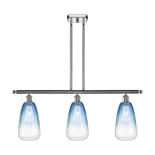 Innovations Brookhaven Almond 36in 3-Light Island Light | Industrial Modern Polished Chrome and Sapphire Blue Glass | Kitchen | Model 516-3I-PC-G480-6SB