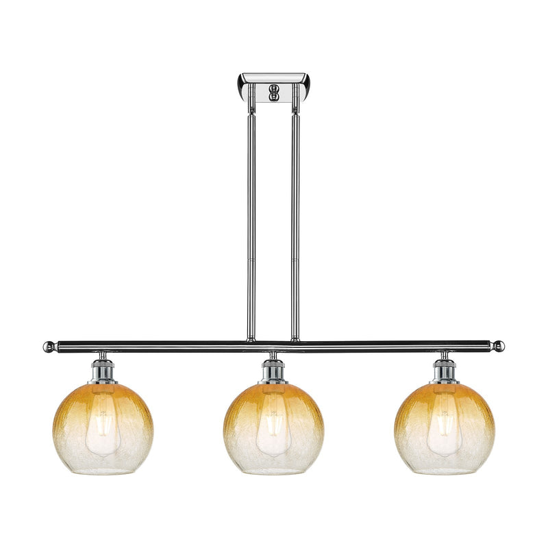 Innovations Brookhaven Globe 36in 3-Light Island Light | Industrial Polished Chrome and Amber Glass | Kitchen Island | 36 x | Model 516-3I-PC-G483-8AM