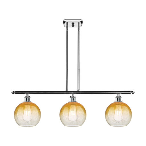 Innovations Brookhaven Globe 36in 3-Light Island Light | Industrial Polished Chrome and Amber Glass | Kitchen Island | 36 x | Model 516-3I-PC-G483-8AM