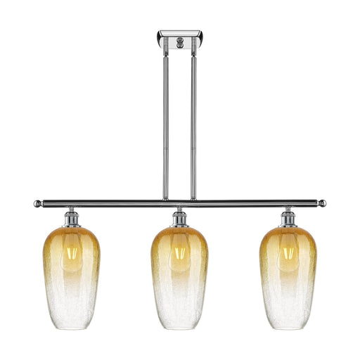 Innovations Brookhaven Flute 36in 3-Light Island Light | Industrial Polished Chrome and Amber Glass | Kitchen Island & Dining | Model 516-3I-PC-G484-7AM