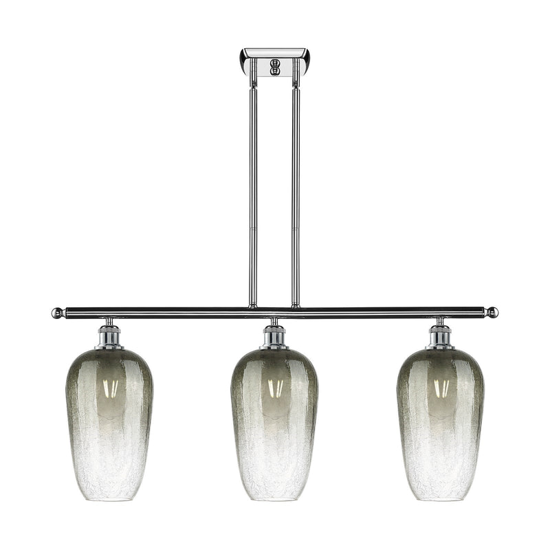 Innovations Brookhaven Flute 36in 3-Light Island Light | Industrial Polished Chrome Steel and Slate Glass | Kitchen Island & | Model 516-3I-PC-G484-7SL