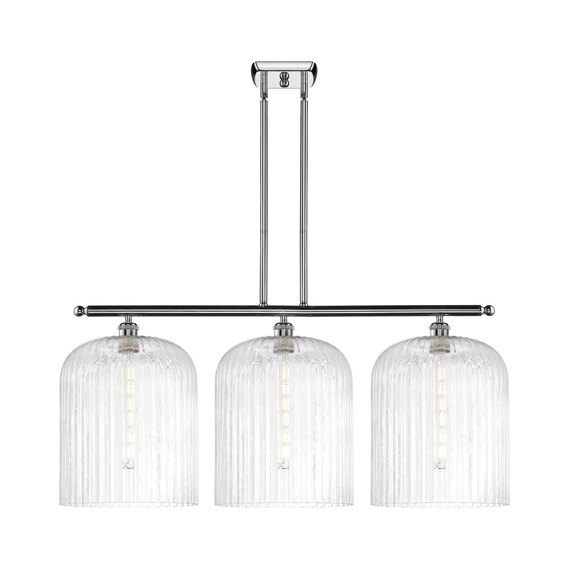 Innovations Bridal Veil 36in 3-Light Island Light | Art Nouveau Polished Chrome Steel and Clear Ribbed Glass | Kitchen Island | Model 516-3I-PC-G559-12CL