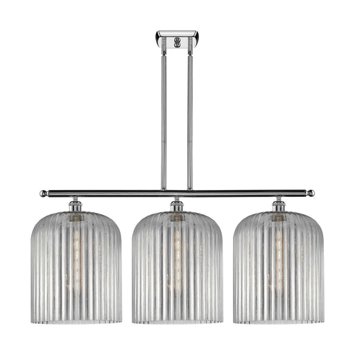 Innovations Bridal Veil 36in 3-Light Island Light | Art Nouveau Polished Chrome and Light Smoke Ribbed Glass | Kitchen Island | Model 516-3I-PC-G559-12SM