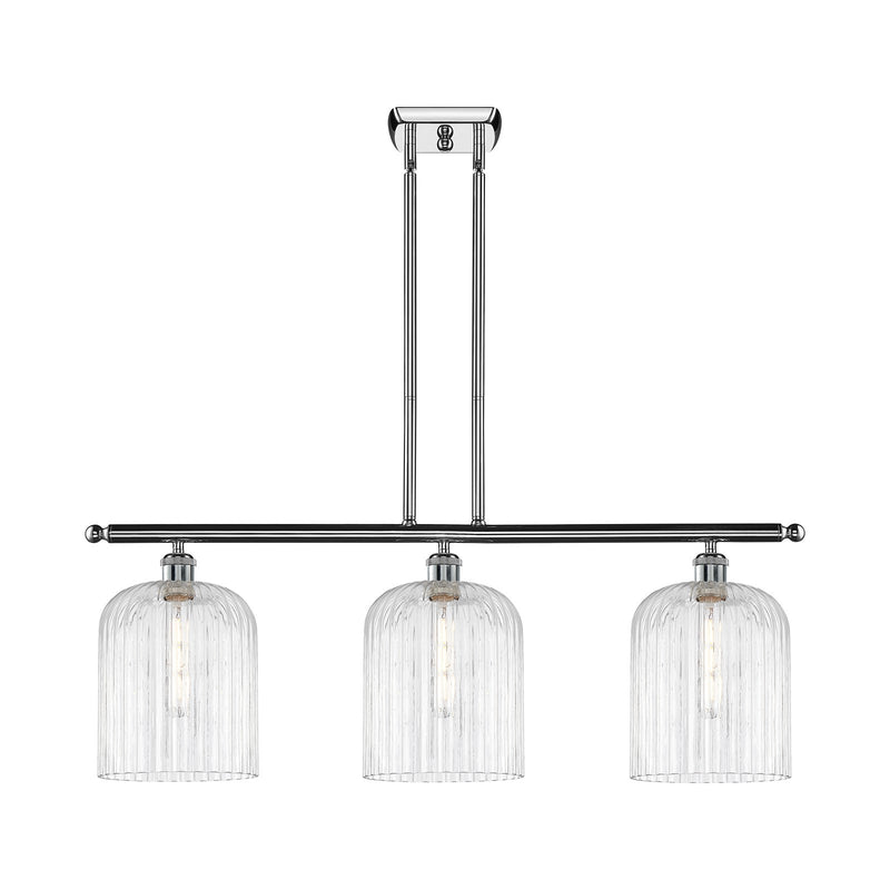 Innovations Bridal Veil 36in 3-Light Island Light | Art Nouveau Polished Chrome and Clear Ribbed Glass | Kitchen Island & | Model 516-3I-PC-G559-8CL