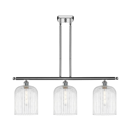 Innovations Bridal Veil 36in 3-Light Island Light | Art Nouveau Polished Chrome and Clear Ribbed Glass | Kitchen Island & | Model 516-3I-PC-G559-8CL