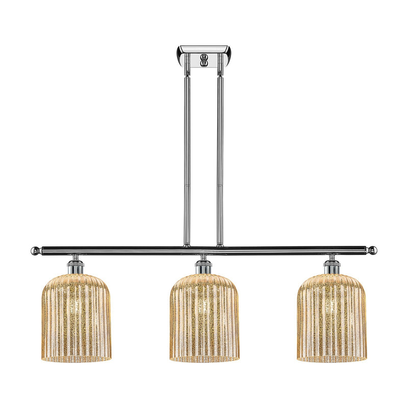 Innovations Bridal Veil 36in 3-Light Island Light | Art Nouveau Polished Chrome and Mercury Ribbed Glass | Kitchen Island & | Model 516-3I-PC-G559-8ME