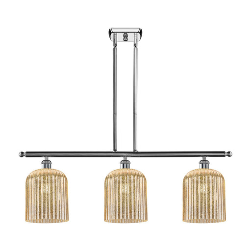 Innovations Bridal Veil 36in 3-Light Island Light | Art Nouveau Polished Chrome and Mercury Ribbed Glass | Kitchen Island & | Model 516-3I-PC-G559-8ME