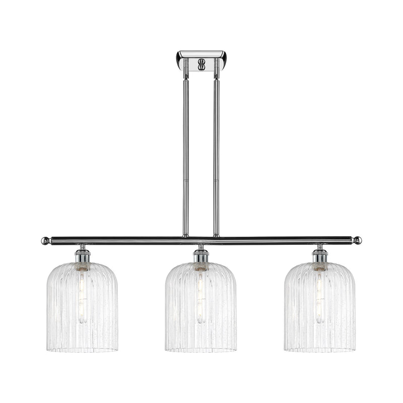 Innovations Bridal Veil 36in 3-Light Island Light | Art Nouveau Polished Chrome Steel and Seedy Ribbed Glass | Kitchen Island | Model 516-3I-PC-G559-8SDY