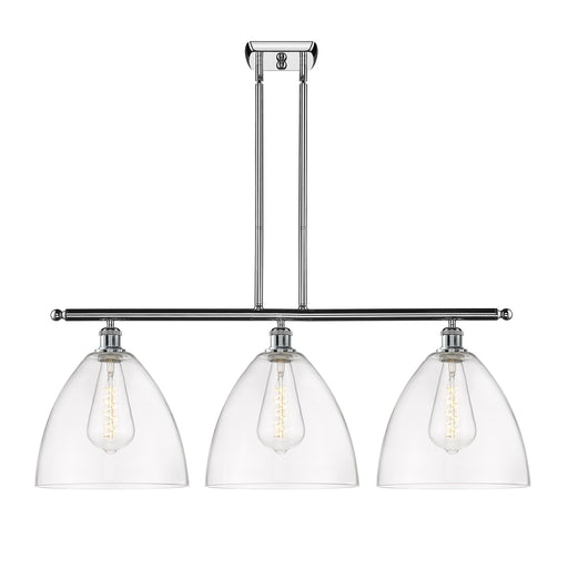 Innovations Bristol 39in 3-Light Island Light | Industrial Polished Chrome Steel and Clear Glass | Kitchen Island & Dining Room | Model 516-3I-PC-GBD-122