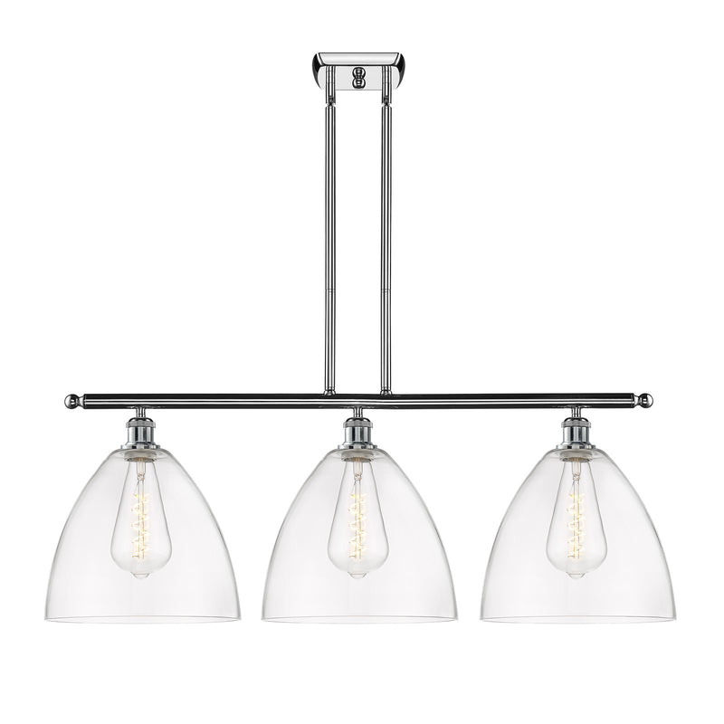 Innovations Bristol 39in 3-Light Island Light | Industrial Polished Chrome Steel and Clear Glass | Kitchen Island & Dining Room | Model 516-3I-PC-GBD-122