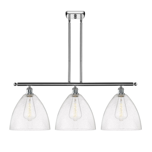Innovations Bristol 39in 3-Light Island Light | Industrial Polished Chrome Steel and Seedy Glass | Kitchen Island & Dining Room | Model 516-3I-PC-GBD-124