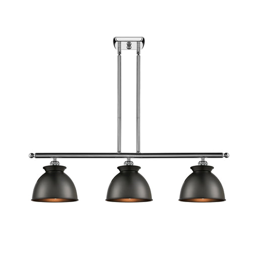 Innovations Adirondack 36in 3-Light Island Light | Industrial Polished Chrome and Matte Black Metal Shade | Kitchen Island & | Model 516-3I-PC-M14-BK