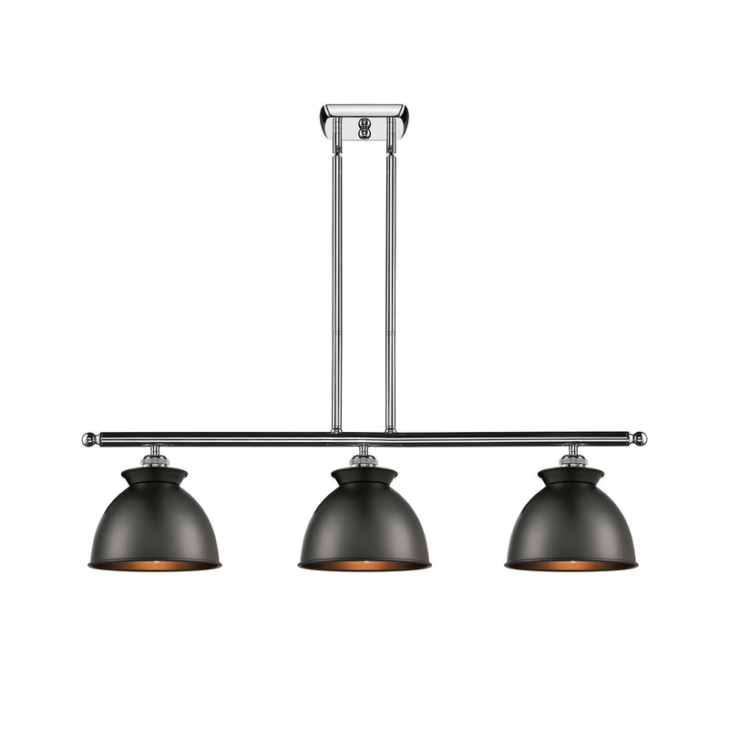 Innovations Adirondack 36in 3-Light Island Light | Industrial Farmhouse Polished Chrome and Matte Black Metal Shade | Kitchen | Model 516-3I-PC-M14-BK-LED
