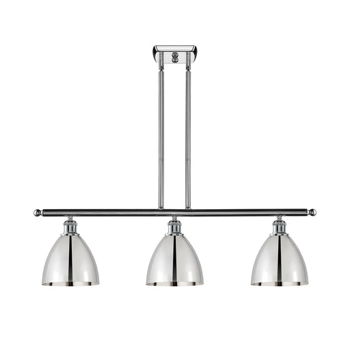 Innovations Bristol 36in 3-Light Island Light | Industrial Farmhouse Polished Chrome Steel and Metal Shade | Kitchen | Model 516-3I-PC-MBD-75-PC-LED