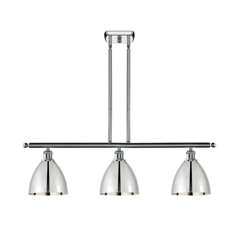 Innovations Bristol 36in 3-Light Island Light | Industrial Farmhouse Polished Chrome Steel and Metal Shade | Kitchen | Model 516-3I-PC-MBD-75-PC-LED