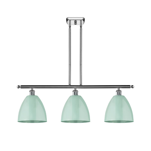 Innovations Plymouth 36in 3-Light Island Light | Industrial Farmhouse Polished Chrome and Matte Seafoam Metal Shade | Kitchen | Model 516-3I-PC-MBD-9-SF