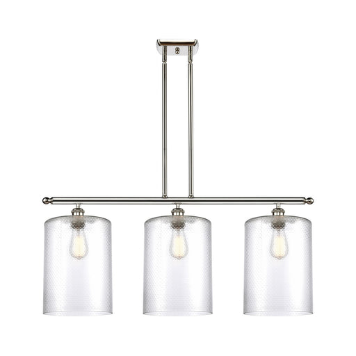 Innovations Cobbleskill 36in 3-Light Island Light | Art Nouveau Polished Nickel Steel and Clear Glass | Kitchen Island & Dining | Model 516-3I-PN-G112-L