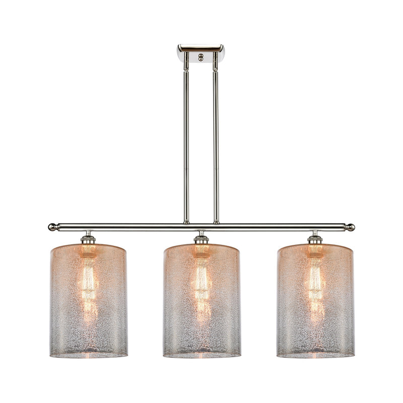 Innovations Cobbleskill 36in 3-Light Island Light | Art Nouveau Polished Nickel Steel and Mercury Glass | Kitchen Island & Dining | Model 516-3I-PN-G116-L