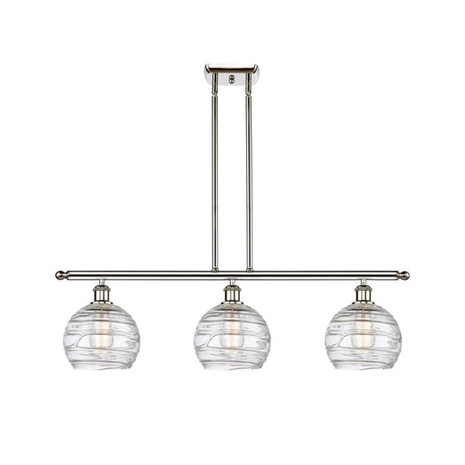 Innovations Athens Deco Swirl 36in 3-Light Island Light | Industrial Polished Nickel Steel and Clear Glass | Kitchen Island & | Model 516-3I-PN-G1213-8CL