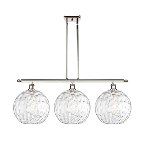 Innovations Athens 39in 3-Light Island Light | Industrial Polished Nickel and Clear Water Glass | Kitchen Island & Dining Room | Model 516-3I-PN-G1215-12