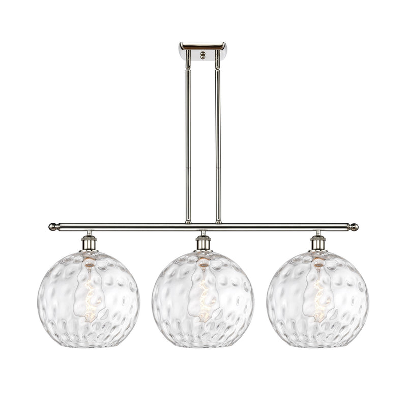Innovations Athens 39in 3-Light Island Light | Industrial Polished Nickel and Clear Water Glass | Kitchen Island & Dining Room | Model 516-3I-PN-G1215-12