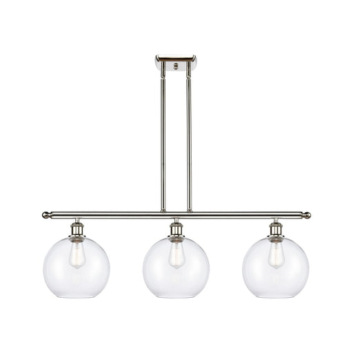Innovations Athens 37in 3-Light Island Light | Industrial Polished Nickel Steel and Clear Glass | Kitchen Island & Dining Room | Model 516-3I-PN-G122-10