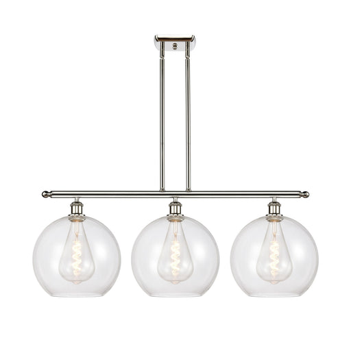 Innovations Athens 38in 3-Light Island Light | Industrial Polished Nickel Steel and Clear Glass | Kitchen Island & Dining Room | Model 516-3I-PN-G122-12