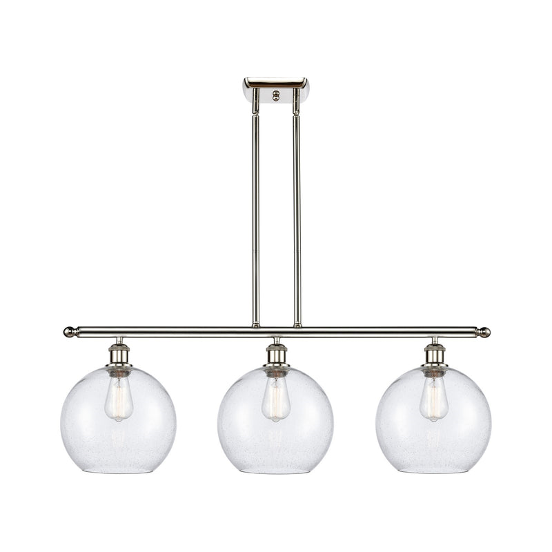 Innovations Athens 36.5in 3-Light Island Light | Industrial Polished Nickel and Seedy Glass | Kitchen Island & Dining Room | Model 516-3I-PN-G124-10
