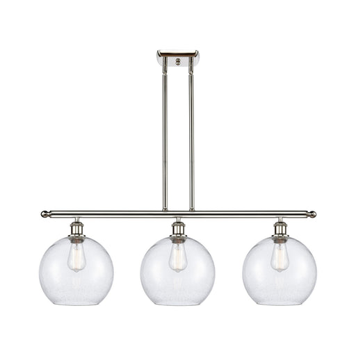 Innovations Athens 36.5in 3-Light Island Light | Industrial Polished Nickel and Seedy Glass | Kitchen Island & Dining Room | Model 516-3I-PN-G124-10