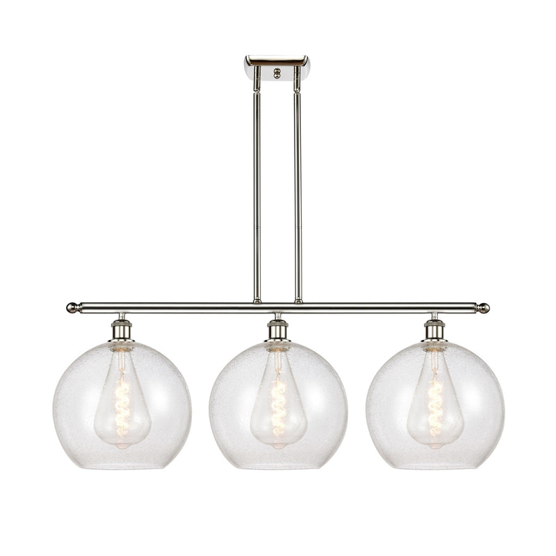 Innovations Athens 38in 3-Light Island Light | Industrial Polished Nickel and Seedy Glass | Kitchen Island & Dining Room | 38.25 | Model 516-3I-PN-G124-12