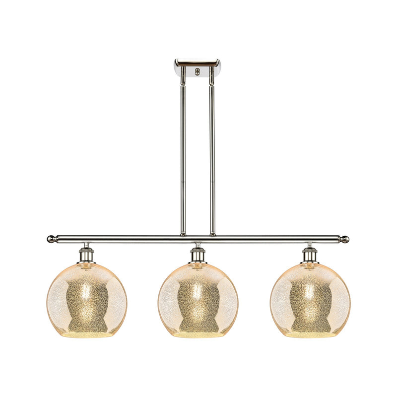 Innovations Athens 36.5in 3-Light Island Light | Industrial Modern Polished Nickel and Mercury Glass | Kitchen Island & Dining | Model 516-3I-PN-G128-10