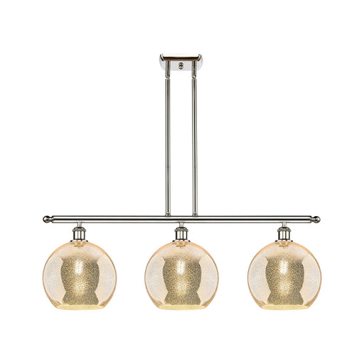 Innovations Athens 36.5in 3-Light Island Light | Industrial Modern Polished Nickel and Mercury Glass | Kitchen Island & Dining | Model 516-3I-PN-G128-10