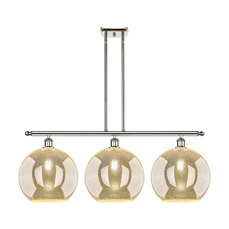 Innovations Athens 38in 3-Light Island Light | Industrial Polished Nickel and Mercury Glass | Kitchen Island & Dining Room | Model 516-3I-PN-G128-12