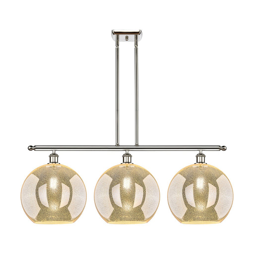 Innovations Athens 38in 3-Light Island Light | Industrial Polished Nickel and Mercury Glass | Kitchen Island & Dining Room | Model 516-3I-PN-G128-12