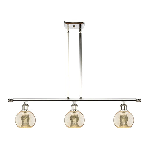 Innovations Athens 36in 3-Light Island Light | Industrial Polished Nickel Steel and Mercury Glass | Kitchen Island & Dining Room | Model 516-3I-PN-G128-6