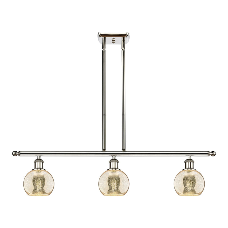 Innovations Athens 36in 3-Light Island Light | Industrial Polished Nickel Steel and Mercury Glass | Kitchen Island & Dining Room | Model 516-3I-PN-G128-6