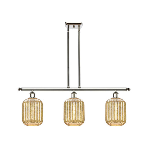 Innovations Preston Cylinder 36in 3-Light Island Light | Industrial Polished Nickel and Mercury Glass | Kitchen Island & Dining | Model 516-3I-PN-G460-7ME