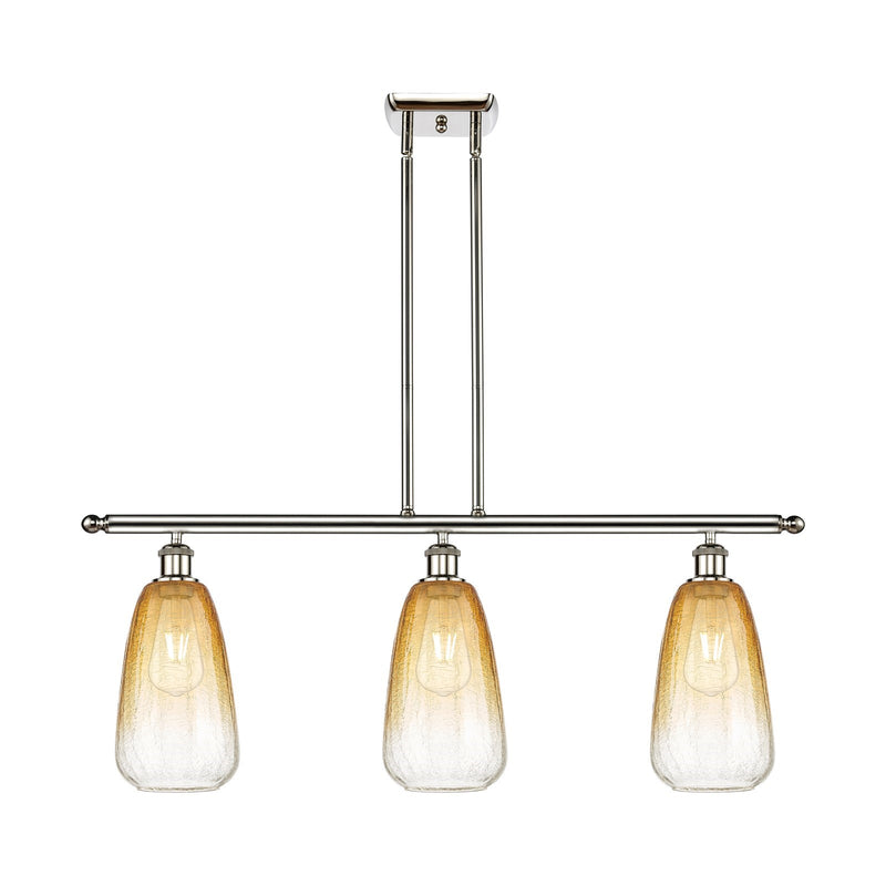 Innovations Brookhaven Almond 36in 3-Light Island Light | Industrial Polished Nickel Steel and Amber Glass | Kitchen Island & | Model 516-3I-PN-G480-6AM