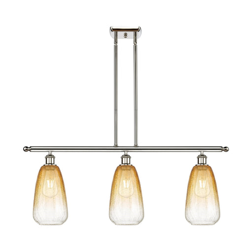Innovations Brookhaven Almond 36in 3-Light Island Light | Industrial Polished Nickel Steel and Amber Glass | Kitchen Island & | Model 516-3I-PN-G480-6AM