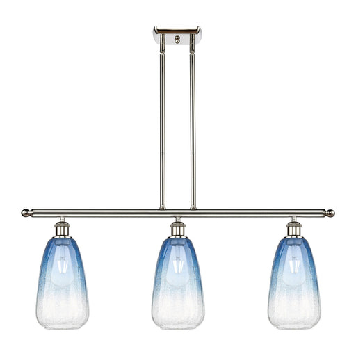 Innovations Brookhaven Almond 36in 3-Light Island Light | Industrial Polished Nickel and Sapphire Blue Glass | Kitchen Island & | Model 516-3I-PN-G480-6SB