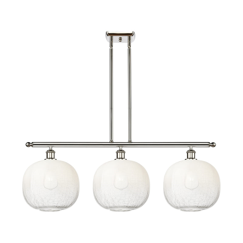 Innovations Brookhaven Sphere 37in 3-Light Island Light | Industrial Modern Polished Nickel and Opal Glass | Kitchen Island & | Model 516-3I-PN-G481-10OP