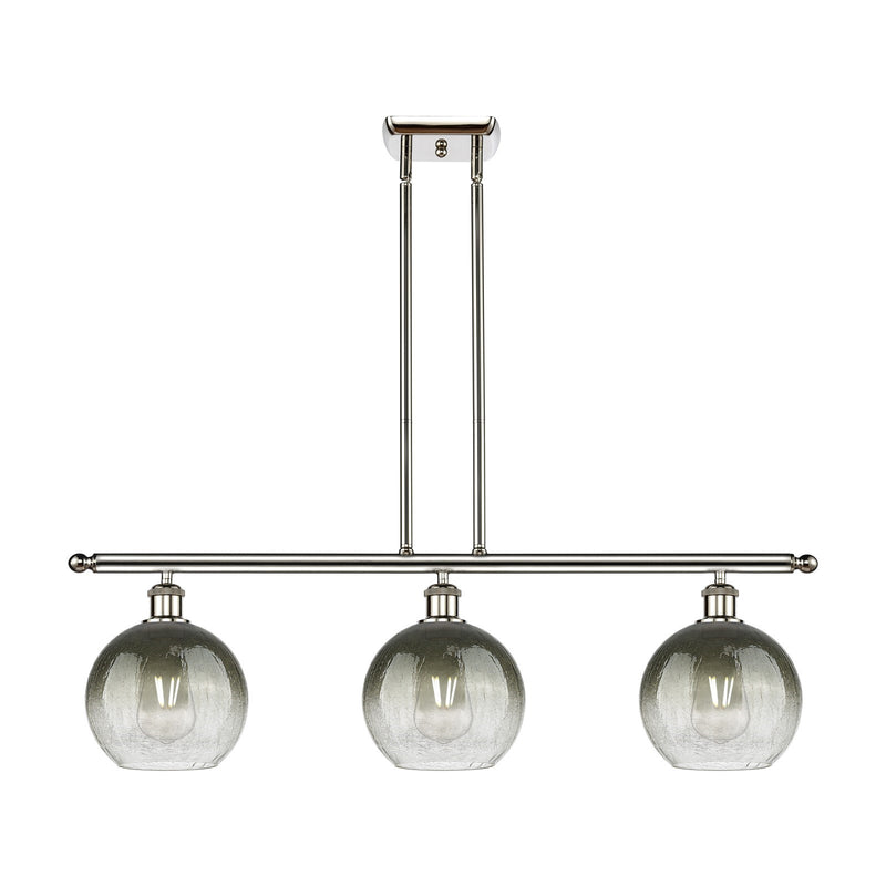 Innovations Brookhaven Globe 36in 3-Light Island Light | Industrial Polished Nickel and Slate Glass | Kitchen Island & Dining | Model 516-3I-PN-G483-8SL