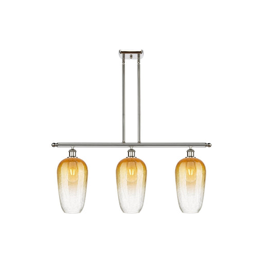 Innovations Brookhaven Flute 36in 3-Light Island Light | Industrial Polished Nickel and Amber Glass | Kitchen Island & Dining | Model 516-3I-PN-G484-7AM