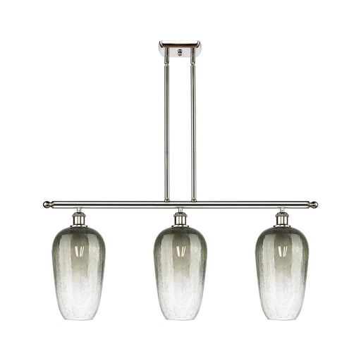 Innovations Brookhaven Flute 36in 3-Light Island Light | Industrial Polished Nickel and Slate Glass | Kitchen Island | 36 x | Model 516-3I-PN-G484-7SL