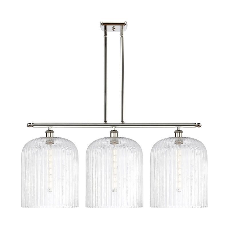 Innovations Bridal Veil 36in 3-Light Island Light | Art Nouveau Polished Nickel Steel and Clear Ribbed Glass | Kitchen Island | Model 516-3I-PN-G559-12CL
