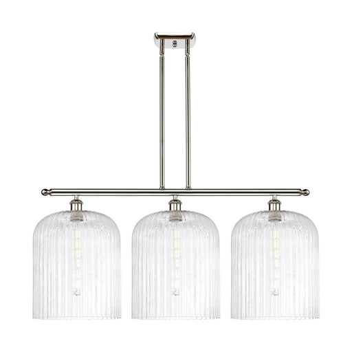 Innovations Bridal Veil 36in 3-Light Island Light | Art Nouveau Polished Nickel Steel and Clear Ribbed Glass | Kitchen Island | Model 516-3I-PN-G559-12CL