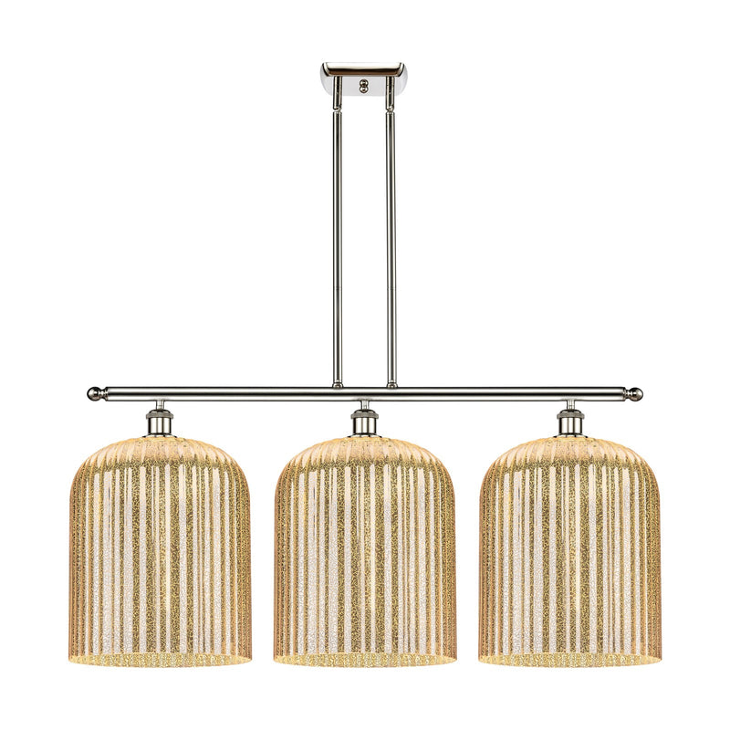 Innovations Bridal Veil 36in 3-Light Island Light | Art Nouveau Polished Nickel and Mercury Ribbed Glass | Kitchen Island & | Model 516-3I-PN-G559-12ME