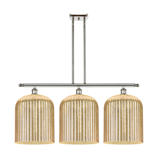Innovations Bridal Veil 36in 3-Light Island Light | Art Nouveau Polished Nickel and Mercury Ribbed Glass | Kitchen Island & | Model 516-3I-PN-G559-12ME