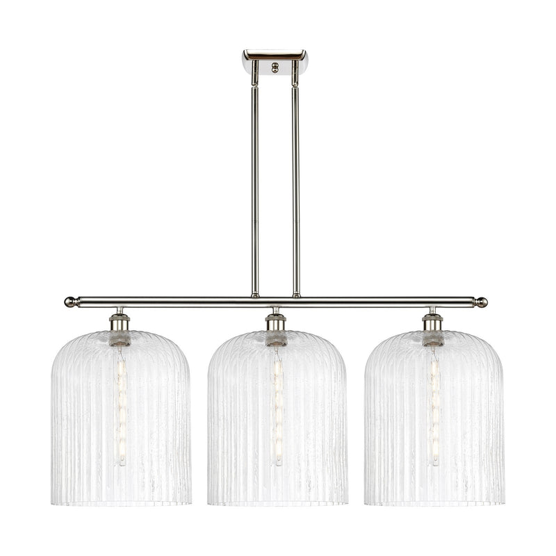 Innovations Bridal Veil 36in 3-Light Island Light | Art Nouveau Polished Nickel Steel and Seedy Ribbed Glass | Kitchen Island | Model 516-3I-PN-G559-12SDY